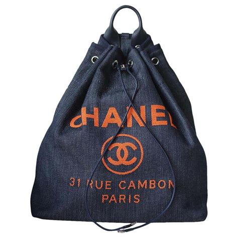 chanel canvas drawstring backpack